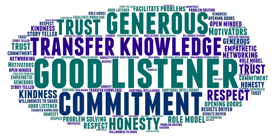 7 characteristics that make a good mentor word cloud