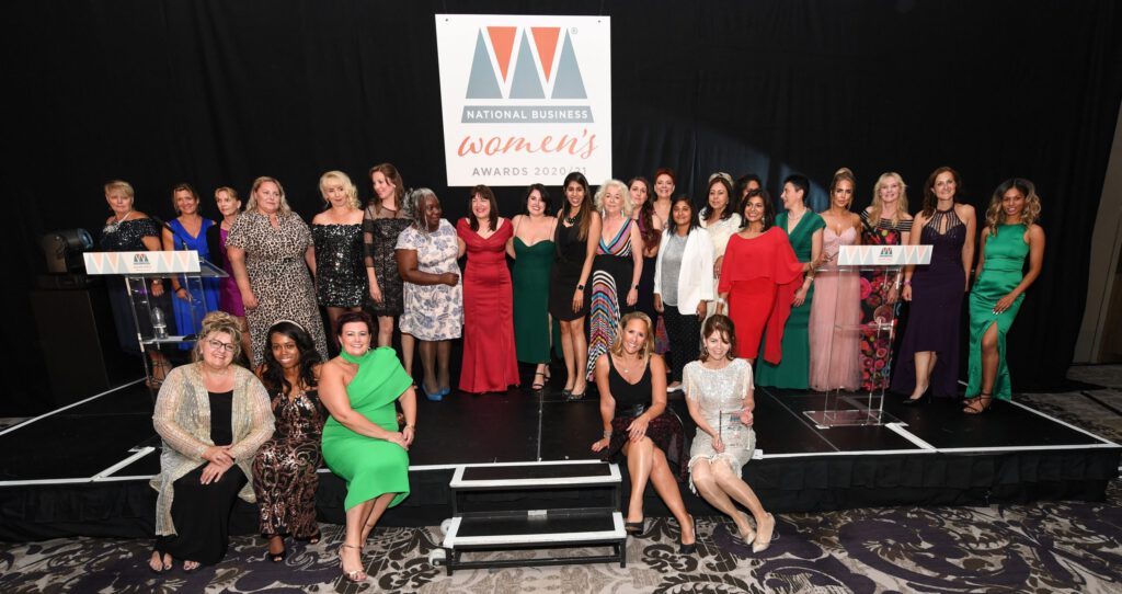 National Business Women's Awards Finalists and Winners stood on stage