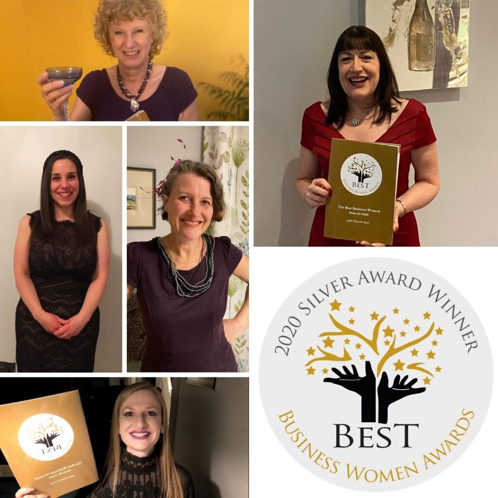 Best Business Womens Awards 2020 finalists and silver award winners. Team AO with their brochures